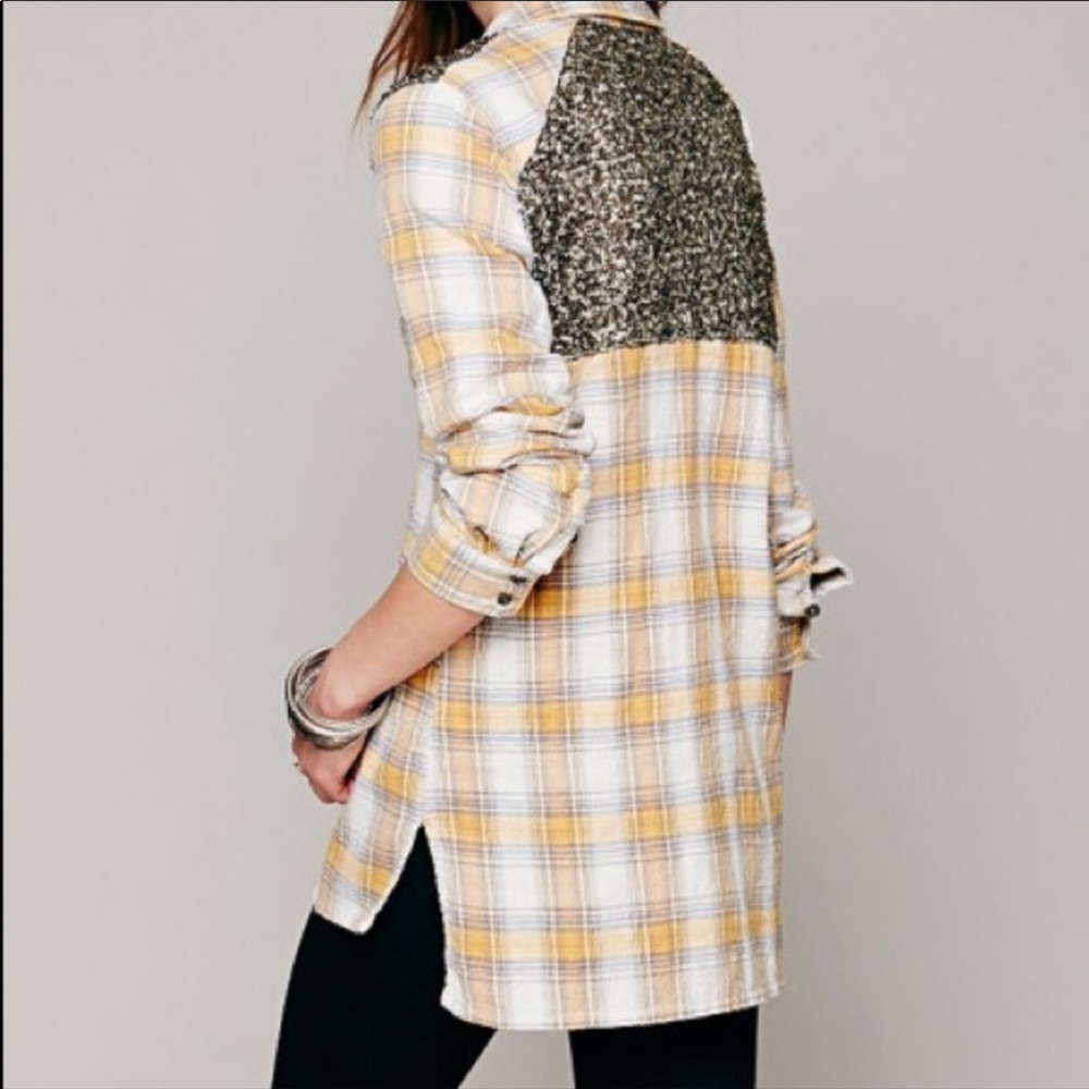 Free People plaid flannel with sequins